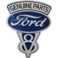 Shaped & Embossed Metal Tin Sign - Ford Genuine Parts 18" x 14"
