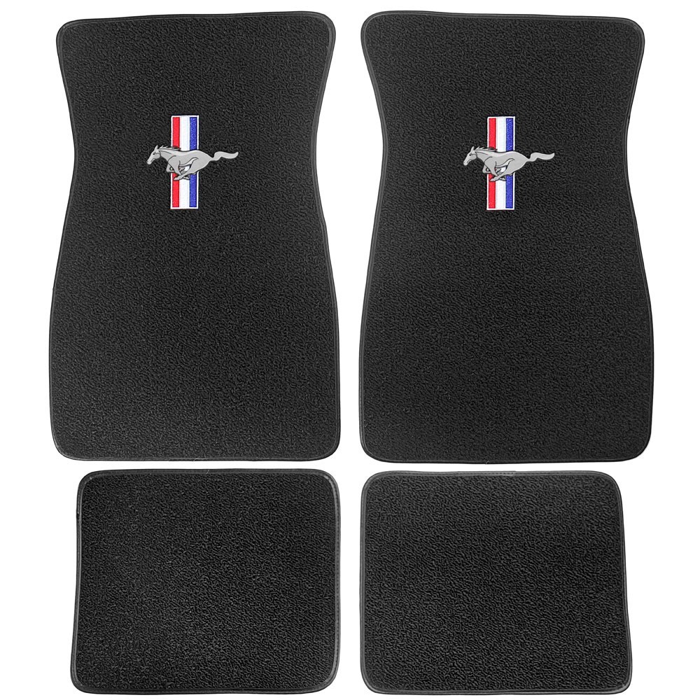 1964 1973 Mustang Embroidered Carpet Floor Mats (Black)