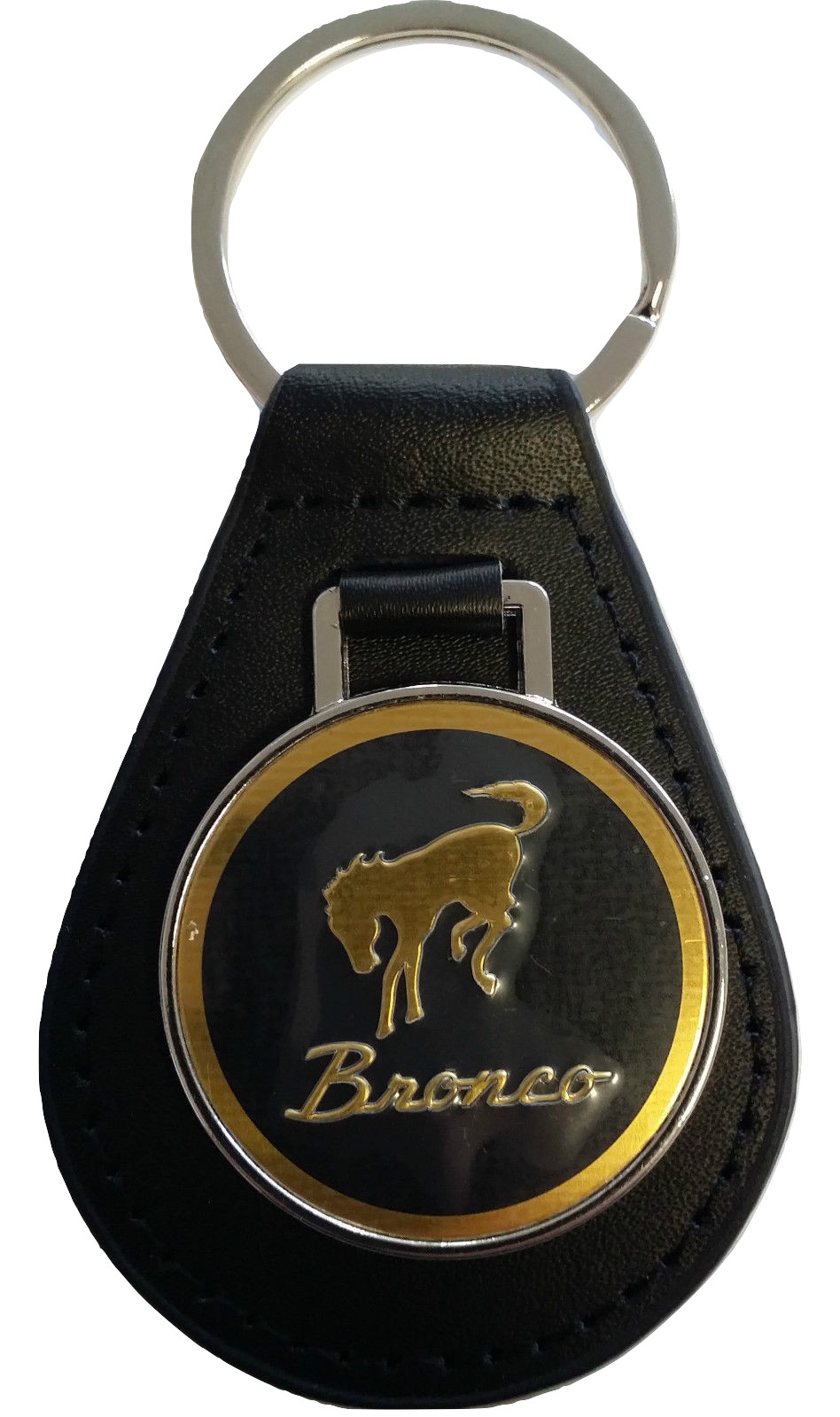 Leather Key Fob with Bronco Emblem