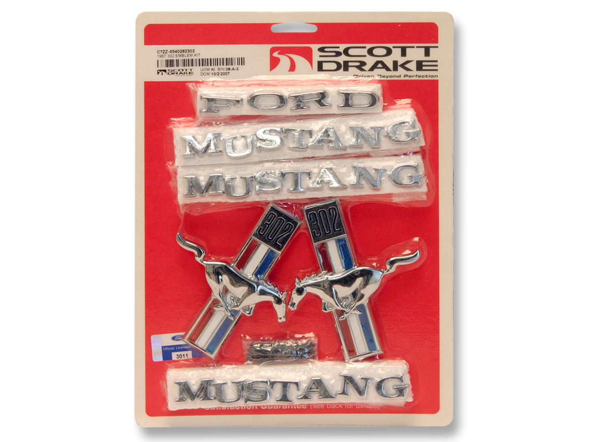 Scott Drake C7zz 6540282302 1967 Mustang Emblem Kit 302