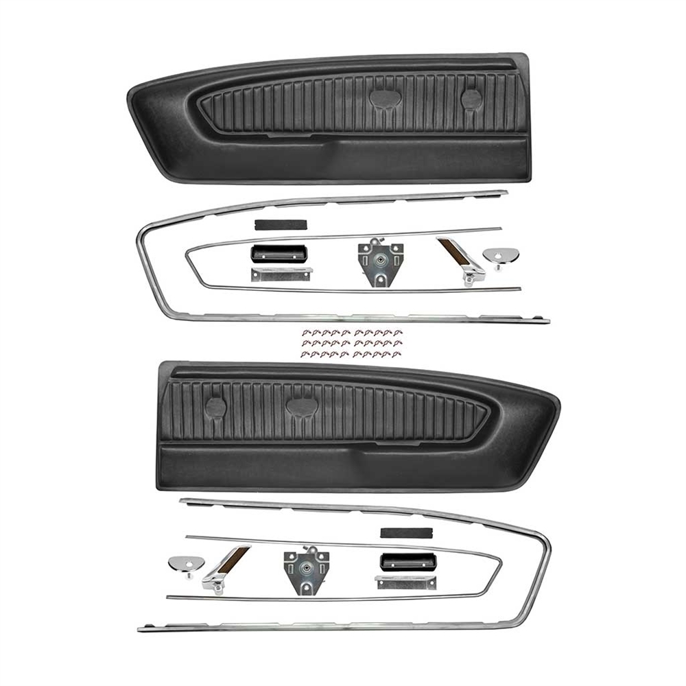 1964 1966 Mustang Deluxe Pony Door Panel Conversion Kit Black