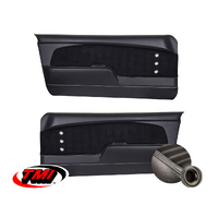 1967-68 Mustang Sport XR Molded Door Panels (1 Pair) - Black Stitching/Black Grommets