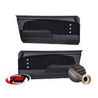 1967-68 Mustang Sport XR Molded Door Panels (1 Pair) - Black Stitching/Brass Grommets