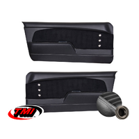 1967-68 Mustang Sport XR Molded Door Panels (1 Pair) - Grey Stitching/Black Grommets