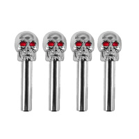 Universal Chrome Skull Door Lock Knobs with Red Eyes 4pcs