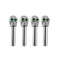 Universal Chrome Skull Door Lock Knobs with Green Eyes 4pcs