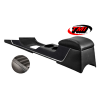 1964-66 Mustang Sport R Full Length Console w/ Chrome Trim & Factory AC - Premium Vinyl, Black Stitching