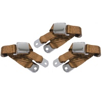 Universal Ute Pickup Seat Belts with Chrome Aviation Style Buckles set of 3 (Copper)