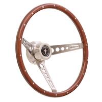 1964 - 1973 Mustang GT-3 Style Woodgrain Steering Wheel - 15"