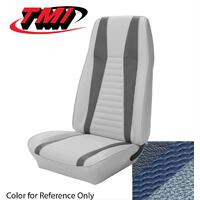 1971 Mustang Mach 1 Coupe Upholstery Set - Stripes (Rear Only) Medium Blue w/ Light Blue Stripes