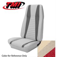 1971 Mustang Mach 1 Coupe Upholstery Set - Stripes (Rear Only) White w/ Vermillion Stripes