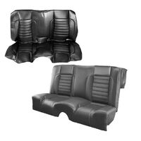 1972-73 Mustang Mach 1 Coupe Upholstery Set (Rear Only) Black w/ Black Stripes