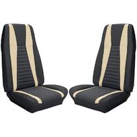 1972-73 Mustang Mach 1 Coupe Upholstery Set (Rear Only) Black w/ White Stripes