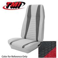 1972-73 Mustang Mach 1 Coupe Upholstery Set - No Stripes on Rear Seat (Full Set) Black w/ Vermillion Stripes