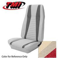 1972-73 Mustang Mach 1 Coupe Upholstery Set - No Stripes on Rear Seat (Full Set) White w/ Vermillion Stripes