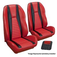 1971 Mach 1 Coupe Sport ll Upholstery Set w/ Hi-Back Bucket Seats (Full Set) Black w/ Red Stripes