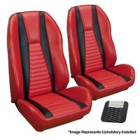 1971 Mach 1 Coupe Sport ll Upholstery Set w/ Hi-Back Bucket Seats (Full Set) Black w/ White Stripes