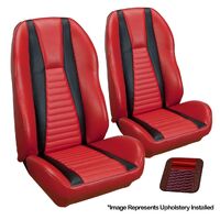 1971 Mach 1 Coupe Sport ll Upholstery Set w/ Hi-Back Bucket Seats (Full Set) Dark Red w/ Dark Red Stripes