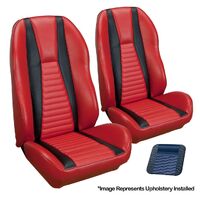 1971 Mach 1 Coupe Sport ll Upholstery Set w/ Hi-Back Bucket Seats (Full Set) Medium Blue w/ Medium Blue Stripes