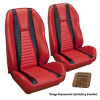 1971 Mach 1 Coupe Sport ll Upholstery Set w/ Hi-Back Bucket Seats (Full Set) Medium Ginger w/ Medium Ginger Stripes