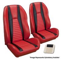 1971 Mach 1 Coupe Sport ll Upholstery Set w/ Hi-Back Bucket Seats (Full Set) White w/ Black Stripes