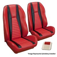 1971 Mach 1 Coupe Sport ll Upholstery Set w/ Hi-Back Bucket Seats (Full Set) White w/ Vermillion Stripes