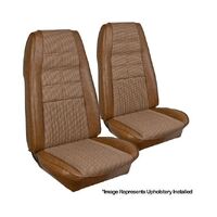 1970 Mustang Deluxe/Grande Cloth Upholstery Set w/ Bucket Seats (Front Only) Ginger Trim/Brown/Tan Houndstooth