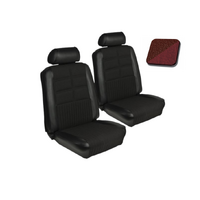 1969 Mustang Coupe Deluxe/Grande Upholstery Set (Rear Only) Dark Red w/ Dark Red Ruffino