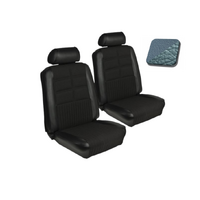 1969 Mustang Coupe Deluxe/Grande Upholstery Set w/ Bucket Seats (Full Set) Light Blue w/ Kiwi Grain Inserts