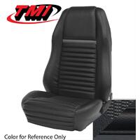 1969-70 Mustang Mach 1/Shelby Sport Seat Upholstery Set w/ Hi-Back Bucket Seats (Front Only) Black w/ Black Stripe