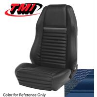 1969-70 Mustang Mach 1/Shelby Sport Seat Upholstery Set w/ Hi-Back Bucket Seats (Front Only) Medium Blue w/ Medium Blue Stripe