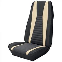 1972-73 Mustang Mach 1 Coupe Sport Seat Upholstery Set w/ No Stripe on Rear (Full Set) Black w/ White Stripe