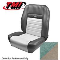 1964.5-64 Mustang Coupe Deluxe Pony Sports Seat Upholstery Set w/ Bucket Seats (Full Set) Turquoise/White