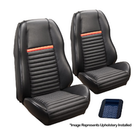 1969-70 Mach 1/Shelby Sport ll Upholstery Set w/ Hi Back Bucket Seats (Front Only) Dark Blue/Dark Blue Stripe