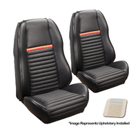 1969-70 Mach 1/Shelby Sport ll Upholstery Set w/ Hi Back Bucket Seats (Front Only) White/White Stripe