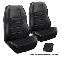 1970 Mustang Coupe Standrd Sport-II Seat Upholstery Set w/ Bucket Seats (Full Set) Black