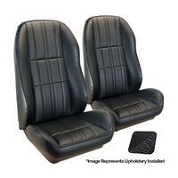 1971 Mustang Coupe Deluxe Sport-II Seat Upholstery Set w/ Comfortweave Lower Inserts (Full Set) Black