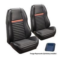 1969-70 Mach 1/Shelby Coupe Sport ll Upholstery Set w/ Hi Back Bucket Seats (Full Set) Medium Blue/Medium Blue Stripe