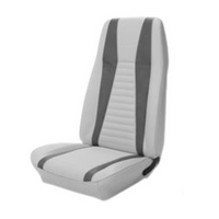 1971-73 Mustang Mach 1 Convertible Upholstery Set - No Stripes on Rear Seat (Full Set) White w/ Gray Stripes