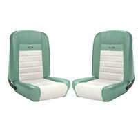 1964.5-66 Mustang Convertible Deluxe Pony Upholstery Set (Rear Only) Turquoise & White