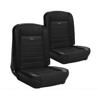 1964.5-66 Mustang Convertible Deluxe Pony Upholstery Set (Rear Only) Black & White