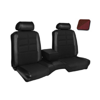 1969 Mustang Convertible Deluxe/Grande Upholstery Set (Rear Only) Dark Red w/ Dark Red Ruffino