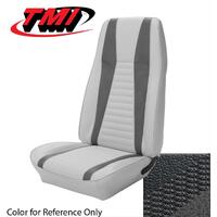 1971-73 Mach 1 Convertible Sport Seat Upholstery Set w/Hi-Back Bucket Seats (Full Set) Black w/ Gray Stripes