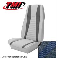 1971-73 Mach 1 Convertible Sport Seat Upholstery Set w/Hi-Back Bucket Seats (Full Set) Medium Blue w/ Medium Blue Stripes