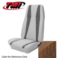 1971-73 Mach 1 Convertible Sport Seat Upholstery Set w/Hi-Back Bucket Seats (Full Set) Medium Ginger w/ Medium Ginger Stripes