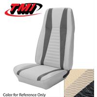 1971-73 Mach 1 Convertible Sport Seat Upholstery Set w/Hi-Back Bucket Seats (Full Set) White w/ Black Stripes