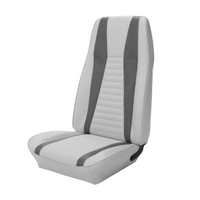 1971-73 Mach 1 Convertible Sport Seat Upholstery Set w/Hi-Back Bucket Seats (Full Set) White w/ Grey Stripes