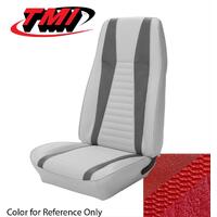 1971-73 Mach 1 Convertible Sport Seat Upholstery Set w/Hi-Back Bucket Seats (Full Set) Vermillion w/ Vermillion Stripes