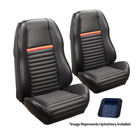 1969-70 Mach 1/Shelby Convertible Sport ll Upholstery Set w/ Hi Back Bucket Seats (Full Set) Dark Blue/Dark Blue Stripe