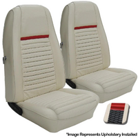 1970 Mustang Mach 1/Shelby Sportsroof Upholstery Set w/ Hi-Back Bucket Seats (Full Set) White w/ Black Insert & Red Stripe